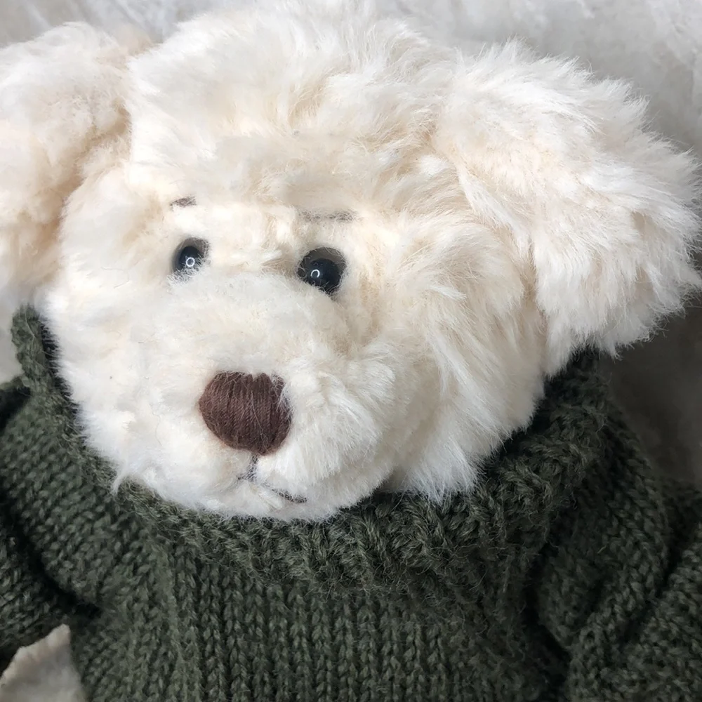 Vintage RUSS Bear “Byron” Fully‎ Jointed with Little Knit Green Sweater